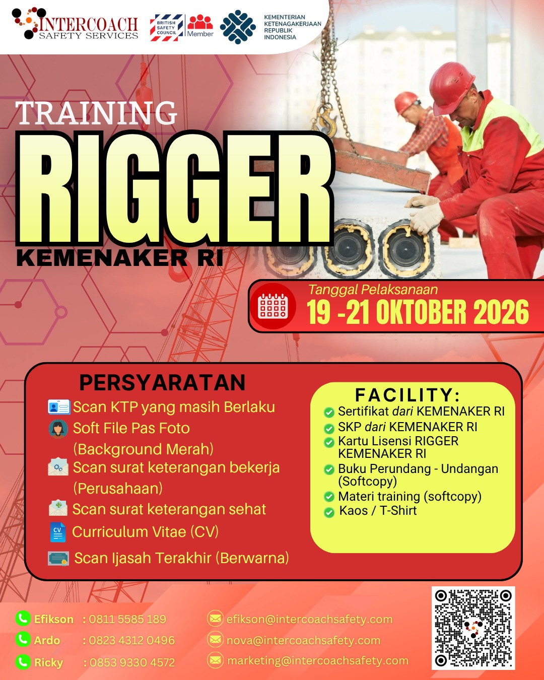 PEMBINAAN DAN SERTIFIKASI RIGGER ( JURU IKAT ) KEMNAKER