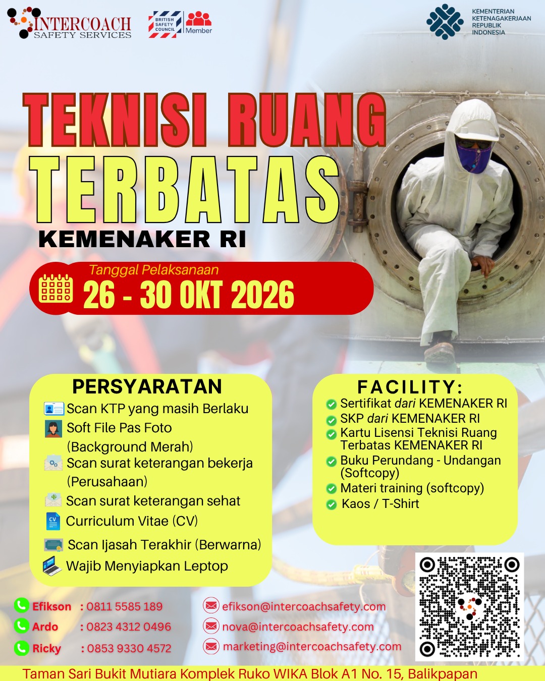 PELATIHAN DAN SERTIFIKASI TEKNISI RUANG TERBATAS KEMNAKER RI